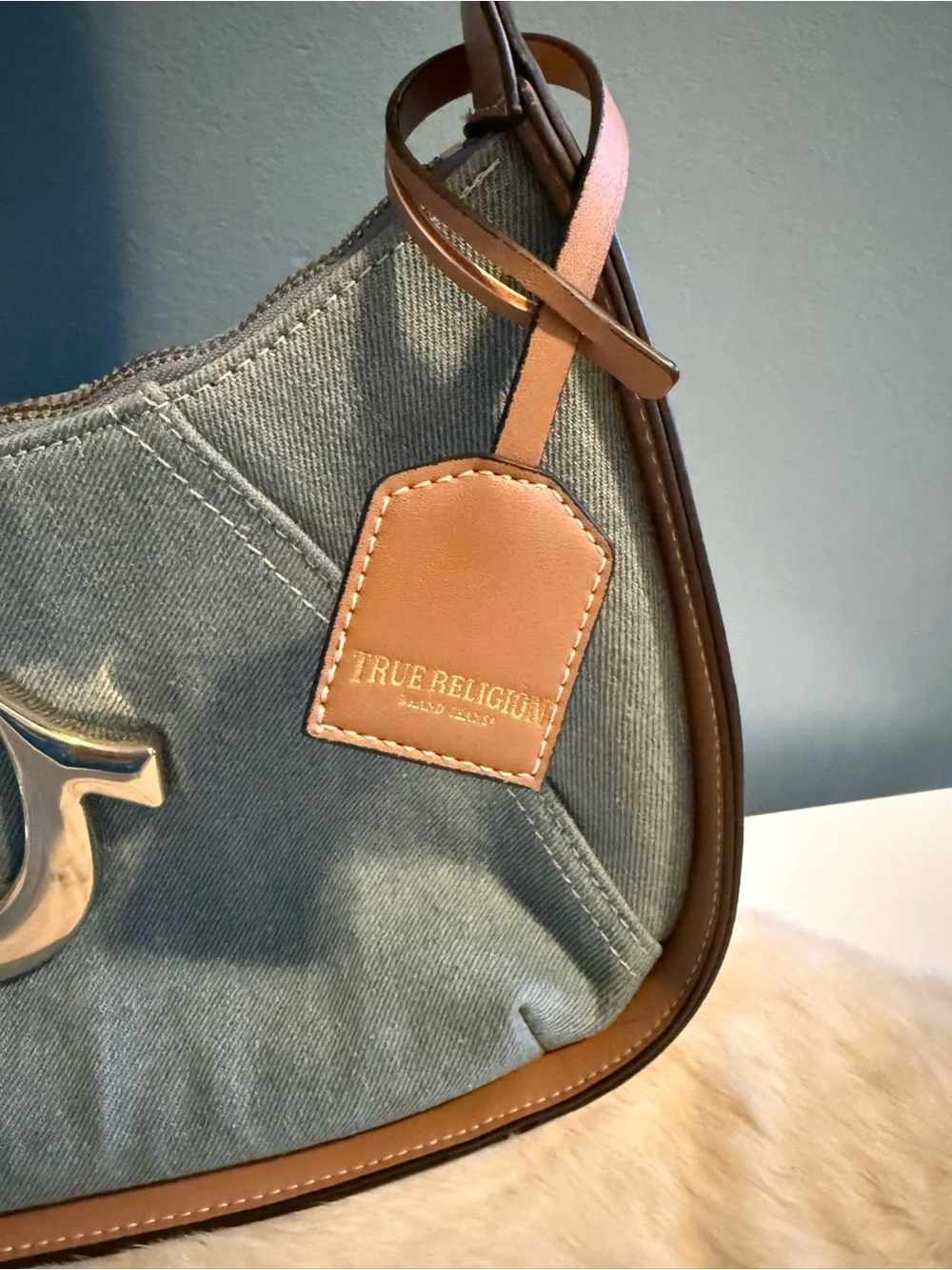 True Religion Metal Horseshoe Denim Hobo